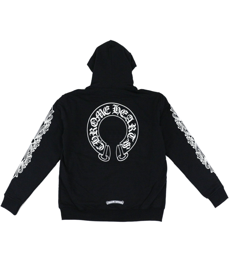 CH Horseshoe Floral Cross Sleeve Zip Up Hoodie