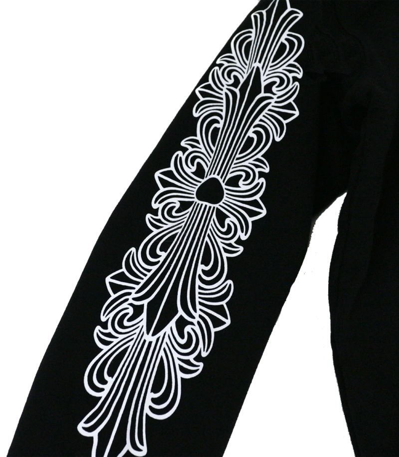 CH Horseshoe Floral Cross Sleeve Zip Up Hoodie - Image 3