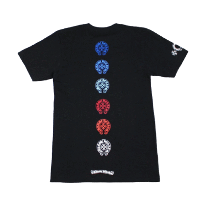 Chrome Hearts Multi Colored Horseshoe Straight Cross Short Sleeve T-Shirt